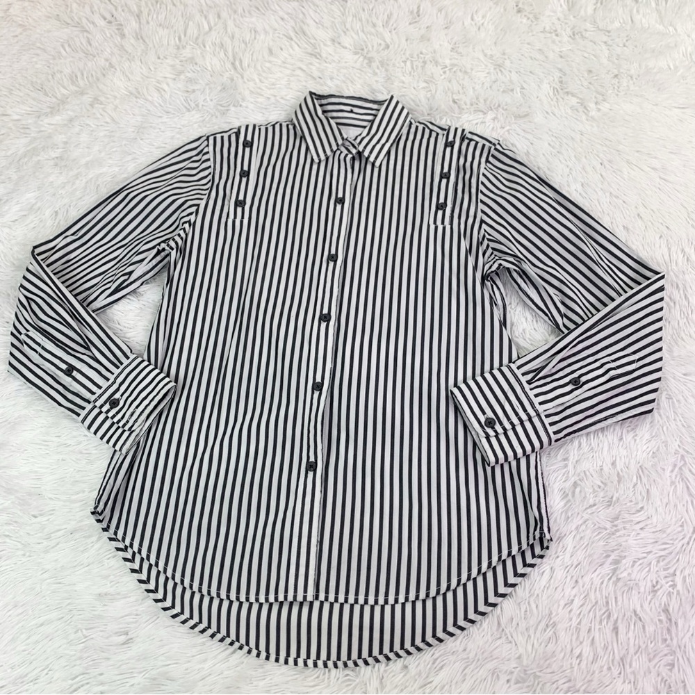 Current Elliot long sleeve‎ striped button up shirt in black white